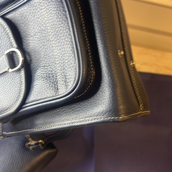 Dooney & Bourke Vtg Classic Navy Pebbled Leather Bag, Pouch, Dusty, Crossbody - Picture 17 of 17